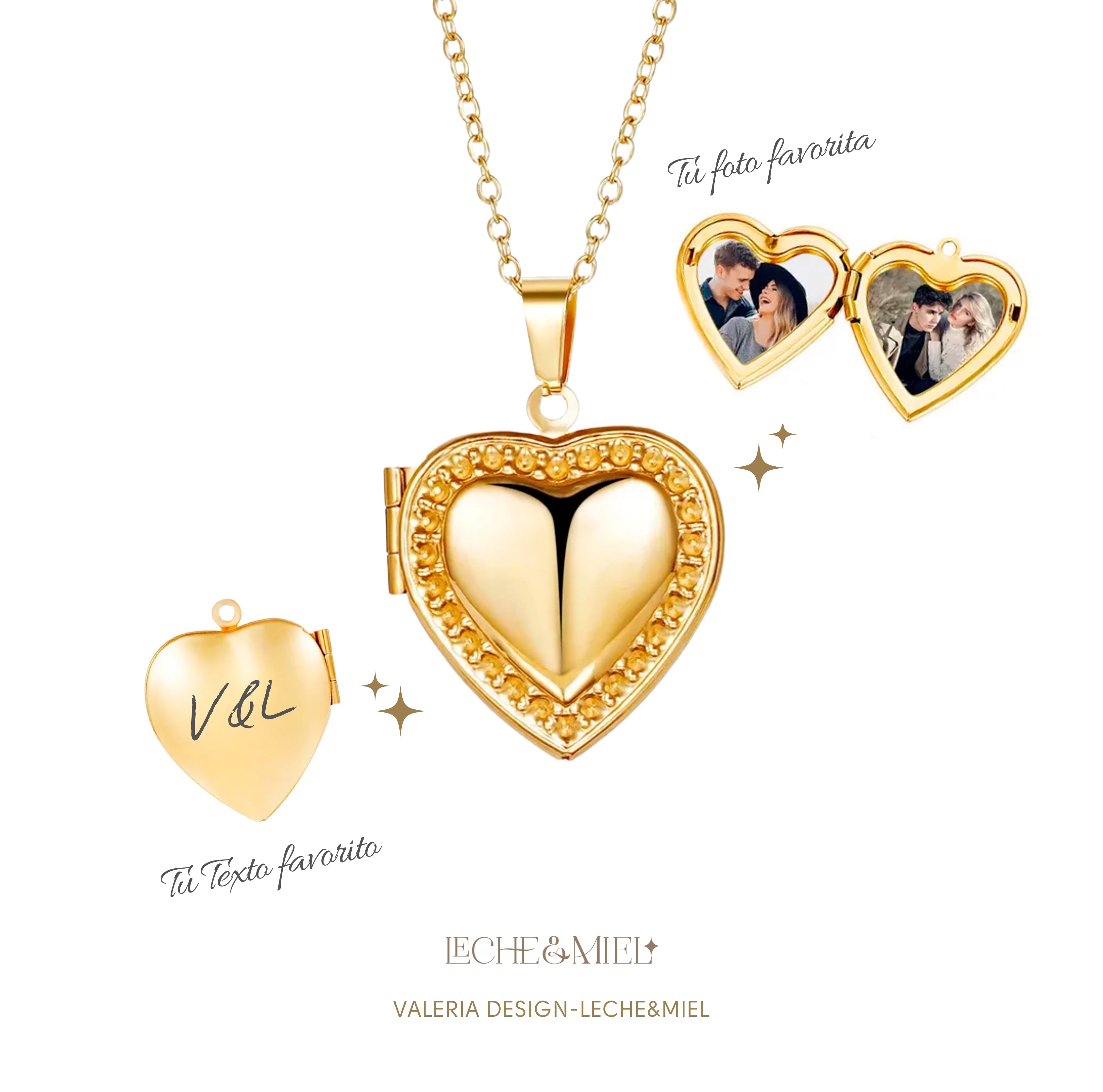 Colgante con relicario en forma de corazon